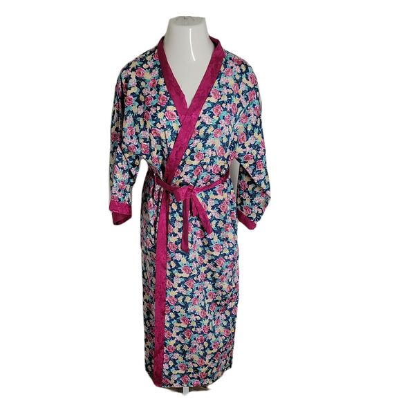 Today Tonight Vintage Nightgown Lingerie Robe ~ Sz M ~ Floral ~ Pinks Blues - Picture 1 of 6